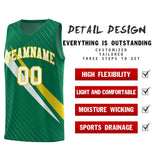 Custom Kelly Green Diagonal Pinstripe Pattern Color Block Sports Uniform Basketball Jersey