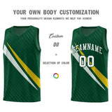 Custom Hunter Green Diagonal Pinstripe Pattern Color Block Sports Uniform Basketball Jersey