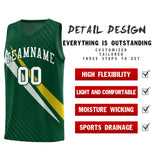Custom Hunter Green Diagonal Pinstripe Pattern Color Block Sports Uniform Basketball Jersey