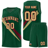 Custom Hunter Green Diagonal Pinstripe Pattern Color Block Sports Uniform Basketball Jersey