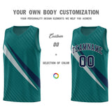 Custom Aqua Diagonal Pinstripe Pattern Color Block Sports Uniform Basketball Jersey