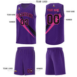 Custom Purple Diagonal Pinstripe Pattern Color Block Sports Uniform Basketball Jersey