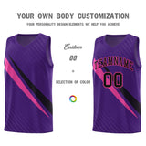 Custom Purple Diagonal Pinstripe Pattern Color Block Sports Uniform Basketball Jersey