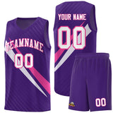 Custom Purple Diagonal Pinstripe Pattern Color Block Sports Uniform Basketball Jersey