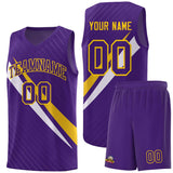 Custom Purple Diagonal Pinstripe Pattern Color Block Sports Uniform Basketball Jersey