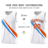 Custom White Diagonal Pinstripe Pattern Color Block Sports Uniform Basketball Jersey