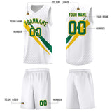 Custom White Diagonal Pinstripe Pattern Color Block Sports Uniform Basketball Jersey
