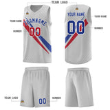 Custom Gray Diagonal Pinstripe Pattern Color Block Sports Uniform Basketball Jersey