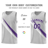 Custom Gray Diagonal Pinstripe Pattern Color Block Sports Uniform Basketball Jersey