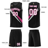 Custom Black Diagonal Pinstripe Pattern Color Block Sports Uniform Basketball Jersey