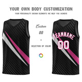 Custom Black Diagonal Pinstripe Pattern Color Block Sports Uniform Basketball Jersey