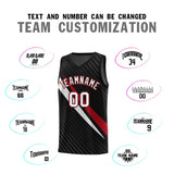 Custom Black Diagonal Pinstripe Pattern Color Block Sports Uniform Basketball Jersey