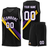 Custom Black Diagonal Pinstripe Pattern Color Block Sports Uniform Basketball Jersey