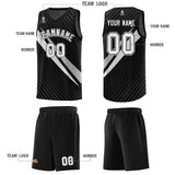 Custom Black Diagonal Pinstripe Pattern Color Block Sports Uniform Basketball Jersey