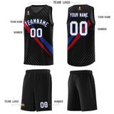 Custom Black Diagonal Pinstripe Pattern Color Block Sports Uniform Basketball Jersey