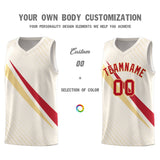 Custom Cream Diagonal Pinstripe Pattern Color Block Sports Uniform Basketball Jersey