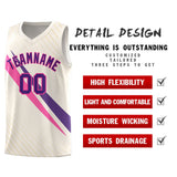 Custom Cream Diagonal Pinstripe Pattern Color Block Sports Uniform Basketball Jersey
