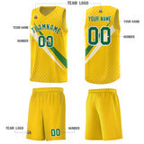 Custom Gold Diagonal Pinstripe Pattern Color Block Sports Uniform Basketball Jersey