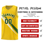 Custom Gold Diagonal Pinstripe Pattern Color Block Sports Uniform Basketball Jersey