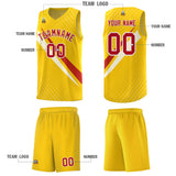 Custom Gold Diagonal Pinstripe Pattern Color Block Sports Uniform Basketball Jersey