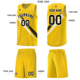 Custom Gold Diagonal Pinstripe Pattern Color Block Sports Uniform Basketball Jersey