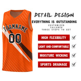 Custom Orange Diagonal Pinstripe Pattern Color Block Sports Uniform Basketball Jersey