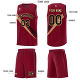 Custom Crimson Diagonal Pinstripe Pattern Color Block Sports Uniform Basketball Jersey