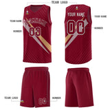 Custom Crimson Diagonal Pinstripe Pattern Color Block Sports Uniform Basketball Jersey