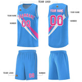 Custom Light Blue Diagonal Pinstripe Pattern Color Block Sports Uniform Basketball Jersey