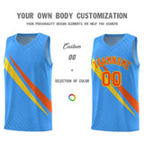 Custom Light Blue Diagonal Pinstripe Pattern Color Block Sports Uniform Basketball Jersey