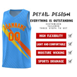 Custom Light Blue Diagonal Pinstripe Pattern Color Block Sports Uniform Basketball Jersey