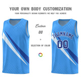 Custom Light Blue Diagonal Pinstripe Pattern Color Block Sports Uniform Basketball Jersey