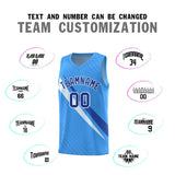 Custom Light Blue Diagonal Pinstripe Pattern Color Block Sports Uniform Basketball Jersey