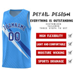 Custom Light Blue Diagonal Pinstripe Pattern Color Block Sports Uniform Basketball Jersey