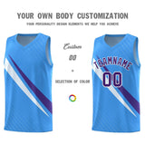 Custom Light Blue Diagonal Pinstripe Pattern Color Block Sports Uniform Basketball Jersey