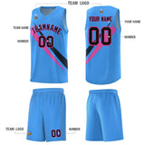 Custom Light Blue Diagonal Pinstripe Pattern Color Block Sports Uniform Basketball Jersey