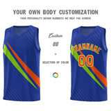 Custom Royal Diagonal Pinstripe Pattern Color Block Sports Uniform Basketball Jersey