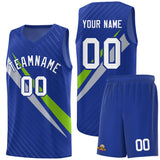 Custom Royal Diagonal Pinstripe Pattern Color Block Sports Uniform Basketball Jersey