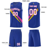 Custom Royal Diagonal Pinstripe Pattern Color Block Sports Uniform Basketball Jersey