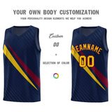 Custom Navy Diagonal Pinstripe Pattern Color Block Sports Uniform Basketball Jersey