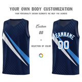 Custom Navy Diagonal Pinstripe Pattern Color Block Sports Uniform Basketball Jersey