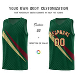 Custom Hunter Green Diagonal Pinstripe Pattern Color Block Sports Uniform Basketball Jersey