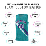 Custom Aqua Diagonal Pinstripe Pattern Color Block Sports Uniform Basketball Jersey