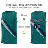 Custom Aqua Diagonal Pinstripe Pattern Color Block Sports Uniform Basketball Jersey
