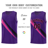 Custom Purple Diagonal Pinstripe Pattern Color Block Sports Uniform Basketball Jersey