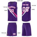 Custom Purple Diagonal Pinstripe Pattern Color Block Sports Uniform Basketball Jersey