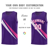 Custom Purple Diagonal Pinstripe Pattern Color Block Sports Uniform Basketball Jersey