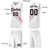 Custom White Diagonal Pinstripe Pattern Color Block Sports Uniform Basketball Jersey