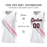 Custom White Diagonal Pinstripe Pattern Color Block Sports Uniform Basketball Jersey