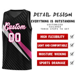 Custom Black Diagonal Pinstripe Pattern Color Block Sports Uniform Basketball Jersey